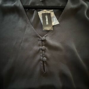 Express Black Sleeveless Blouse with Mandarin Collar